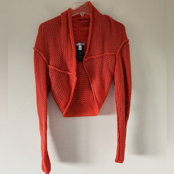 UO URBAN OUTFITTERS | Tess Ruched Shrug Sweater Orange Sz S - Picture 3 of 6